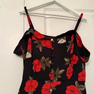 Premier Amor Floral Off-Shoulder Black & Red Women’s Dress